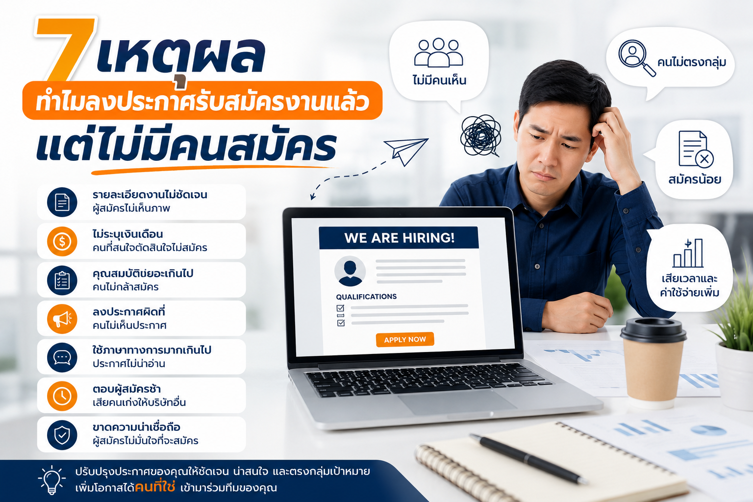 "ไม่มีคนสมัครงาน?" 7 สาเหตุ ที่นายจ้าง และ HR อาจมองข้าม